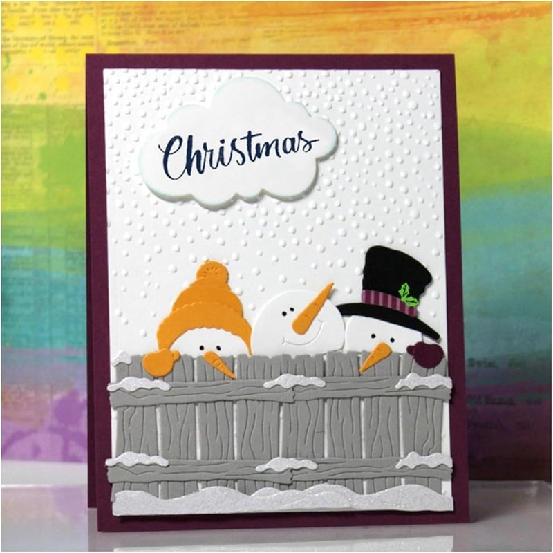 Lapoo Christmas Metal Cutting Die for Scrapbooking, 3D Backgrounds Frame New Cutting Dies DIY Album Card Making Decor Paper Metal Die Cuts Party Wedding Decorations (Snowman Fence 4.1 x 2.7 in) - Image 5
